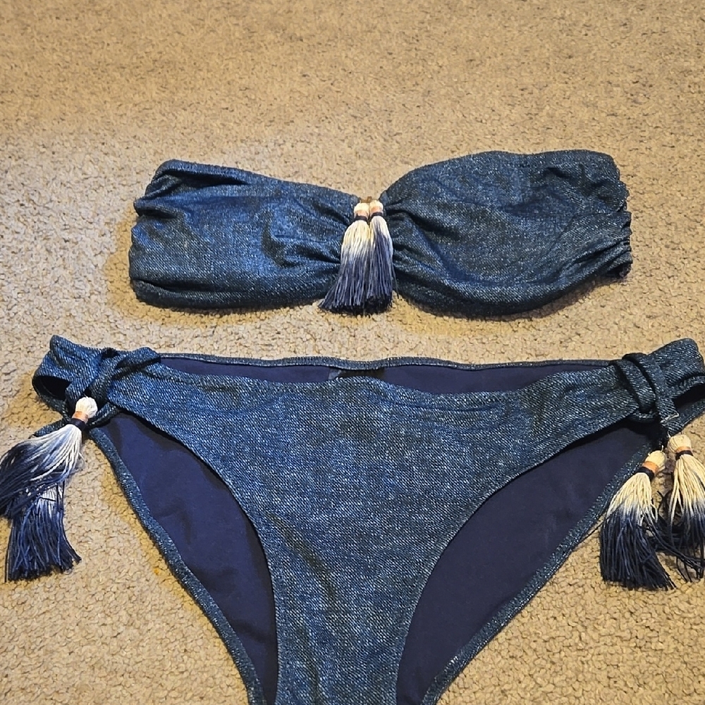 H&M Navy Bikini Set with Tassels